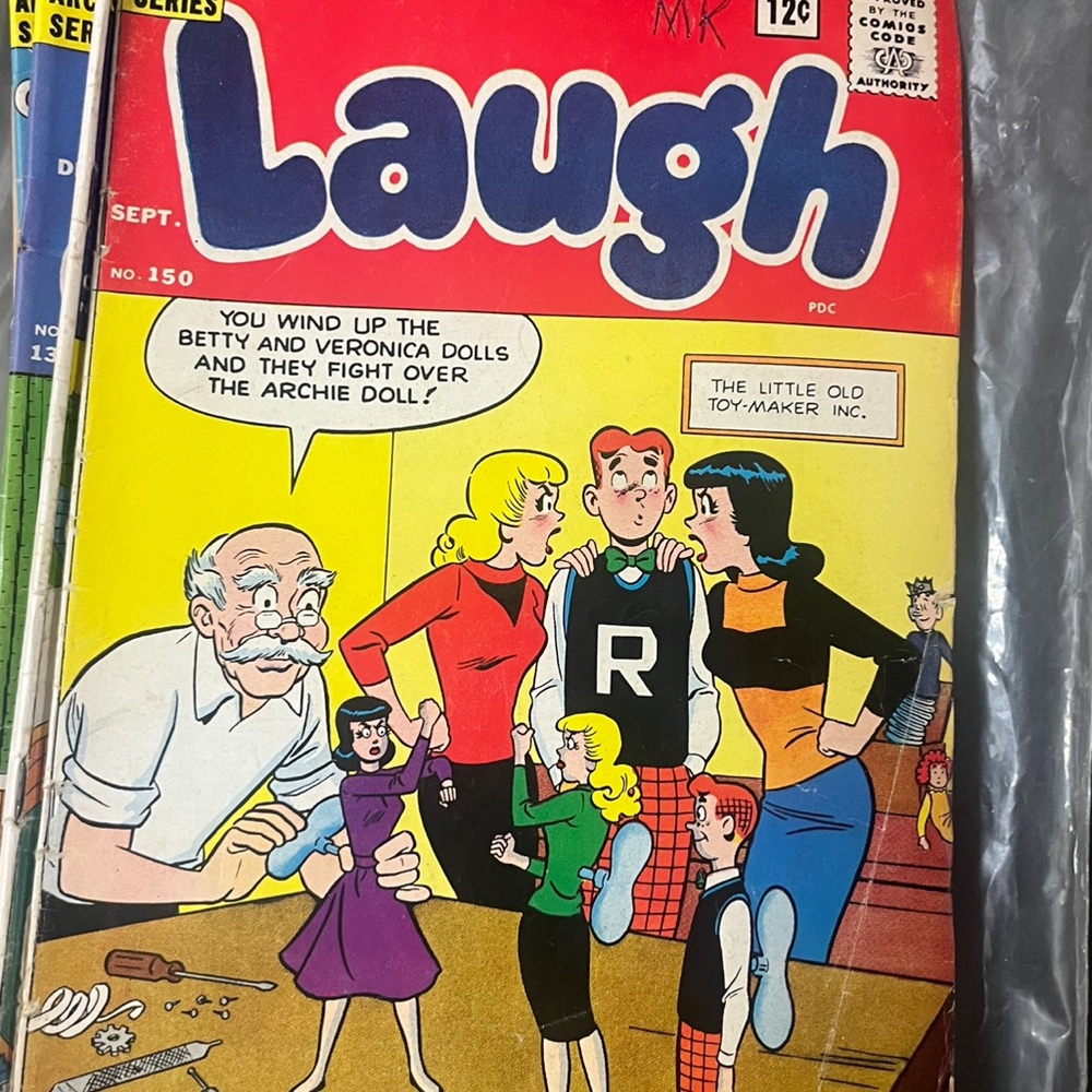 Laugh Comic Book Cover - Bold Red & Yellow Vintage Art